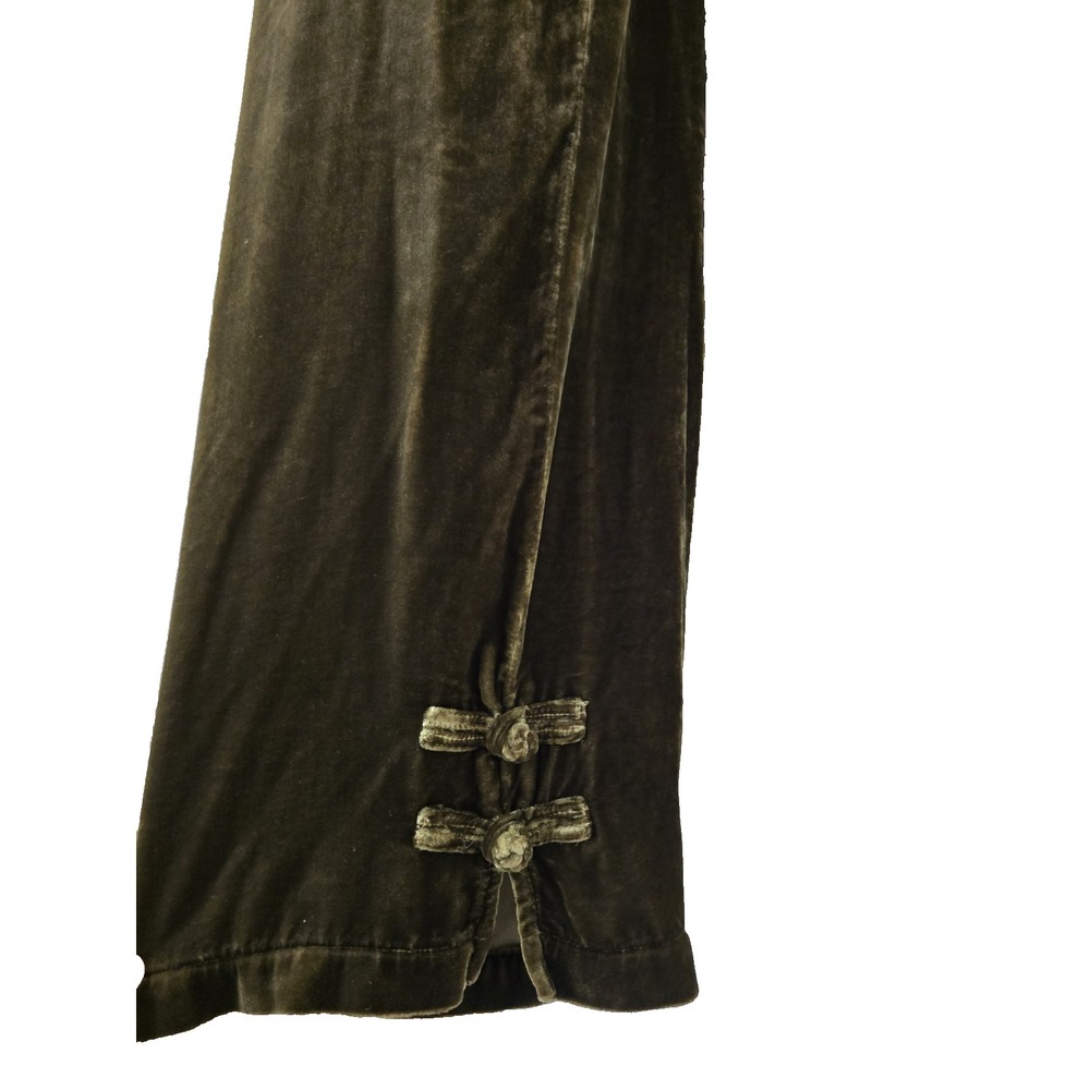 Soft Surroundings Olive Green Velvet Wide Leg Pants Elastic Waist Womens Large - Picture 7 of 8